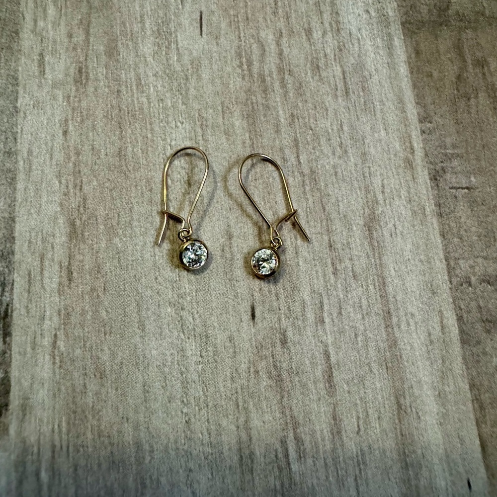 Handmade Gold Rhinestone Dangling Earrings
